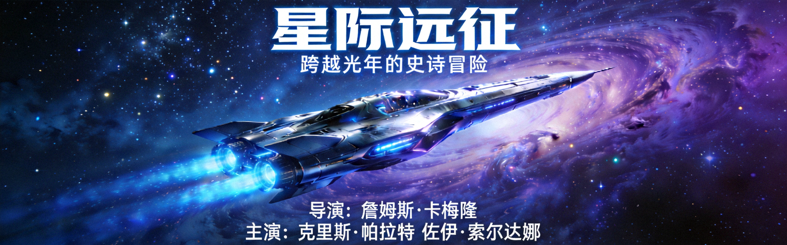 科幻史诗电影海报 - 浩瀚星空与未来飞船